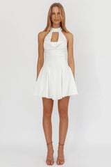 Charlene Cowl Halterneck Mini Dress White