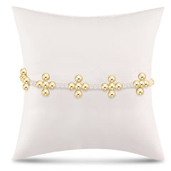 Signature Cross Sincerity Pattern Pearl 3mm Bead Bracelet - Classic Beaded Signature Cross Gold - 4mm Bead Gold