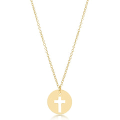 16" necklace gold - blessed gold disc