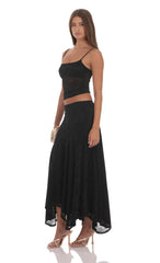 Asymmetrical Lace Maxi Skirt in Black