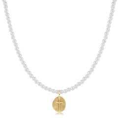 Choker Beaded - Classic Pearl 3mm - Inspire Small Gold Disc