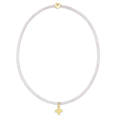 Hope Classic Silky White Bracelet - Signature Cross Small Gold Charm