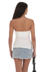 Zipper Slit Top in White