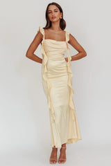 Blushing Ruffle Trim Midi Dress Butter