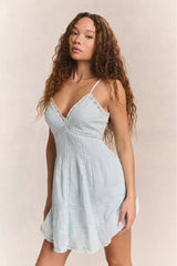Docila Cotton Mini Dress - BLUE