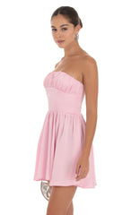 Satin Corset Dress in Pink