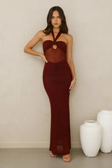 Irresistible Style Mesh Halter Maxi Dress