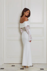 Luxe Temptress Off Shoulder Maxi Dress White