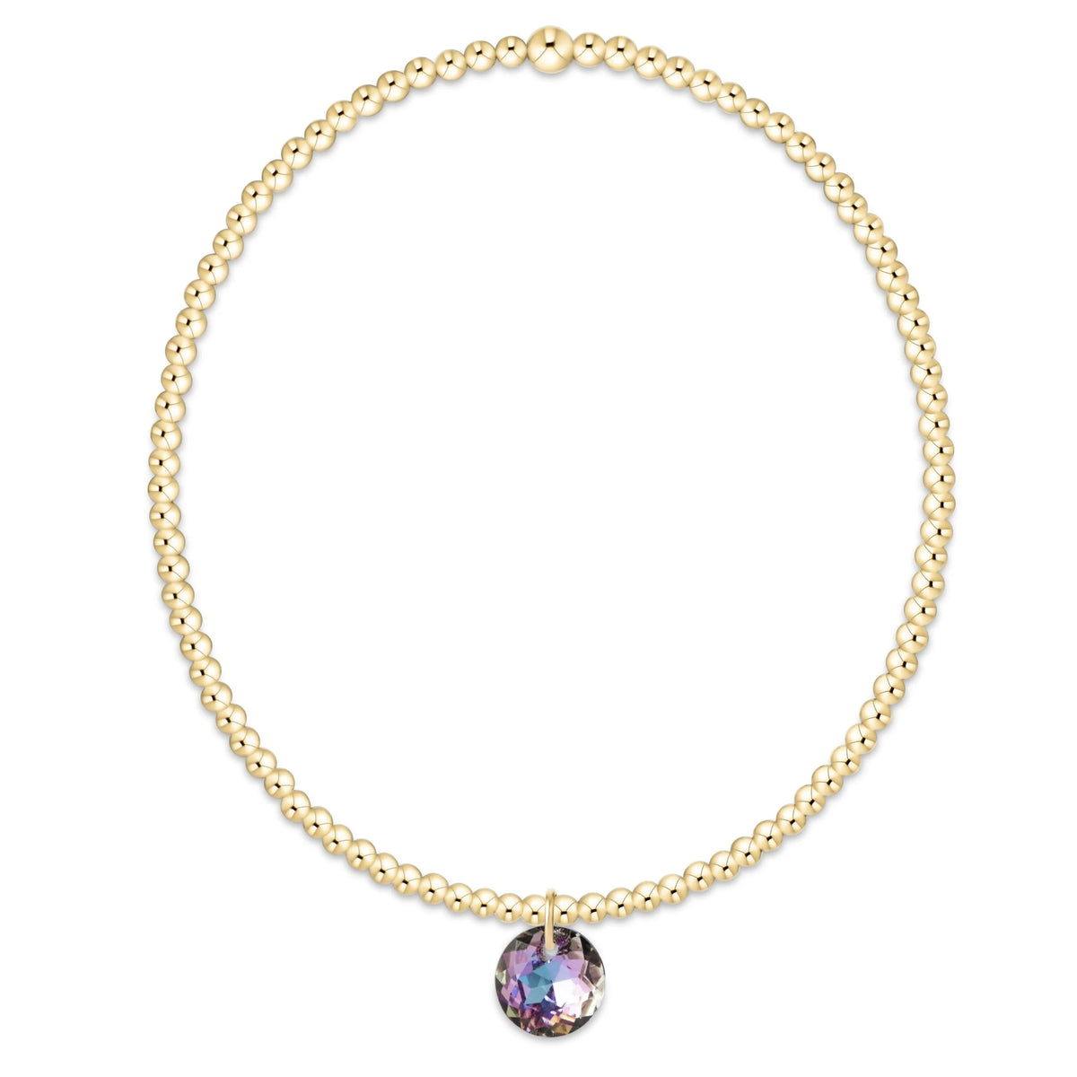 Classic Gold 2mm Bracelet - Reflection Small Charm - 06