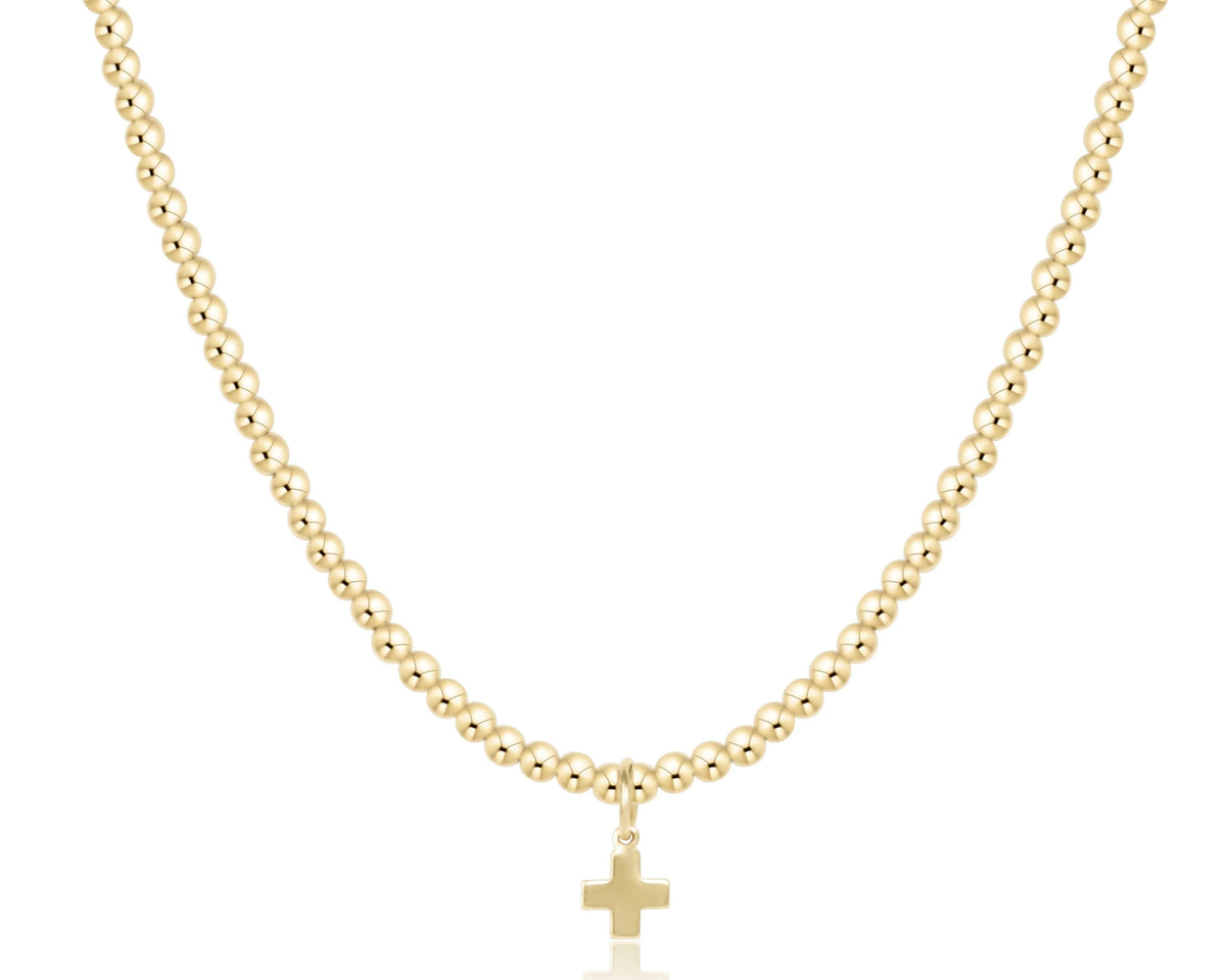 Choker Beaded - Classic Gold 3mm - Signature Cross Gold Charm