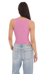 Textured Square Neck Bodysuit in Purple