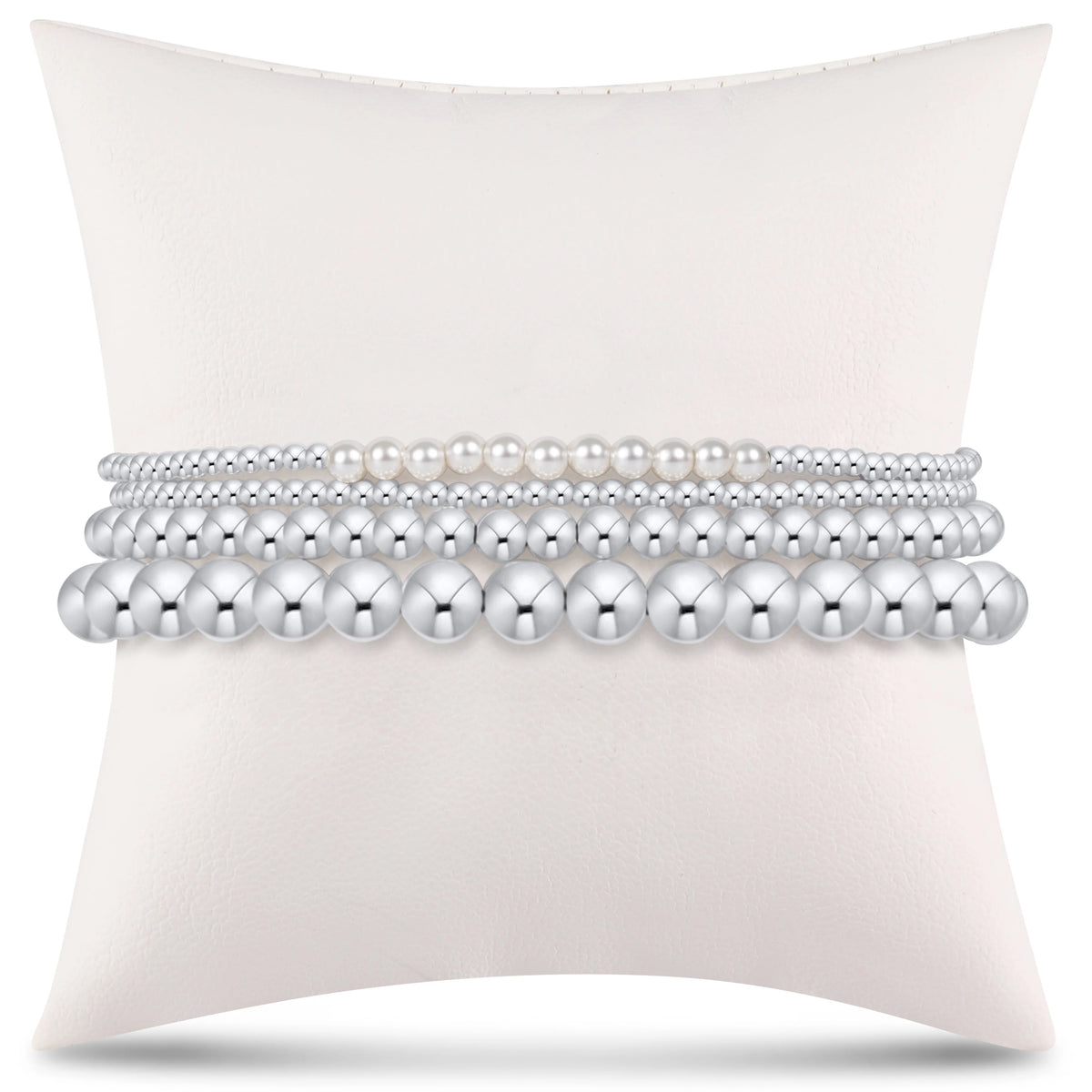 everyday sterling stack of 4 - pearl