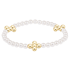 Beaded 4mm Gold Signature Cross 4mm Pearl Bracelet