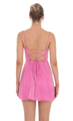 Sheen Corset A-line Dress in Pink