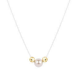 16" Necklace Mixed Metal - Purpose Gold Pearl