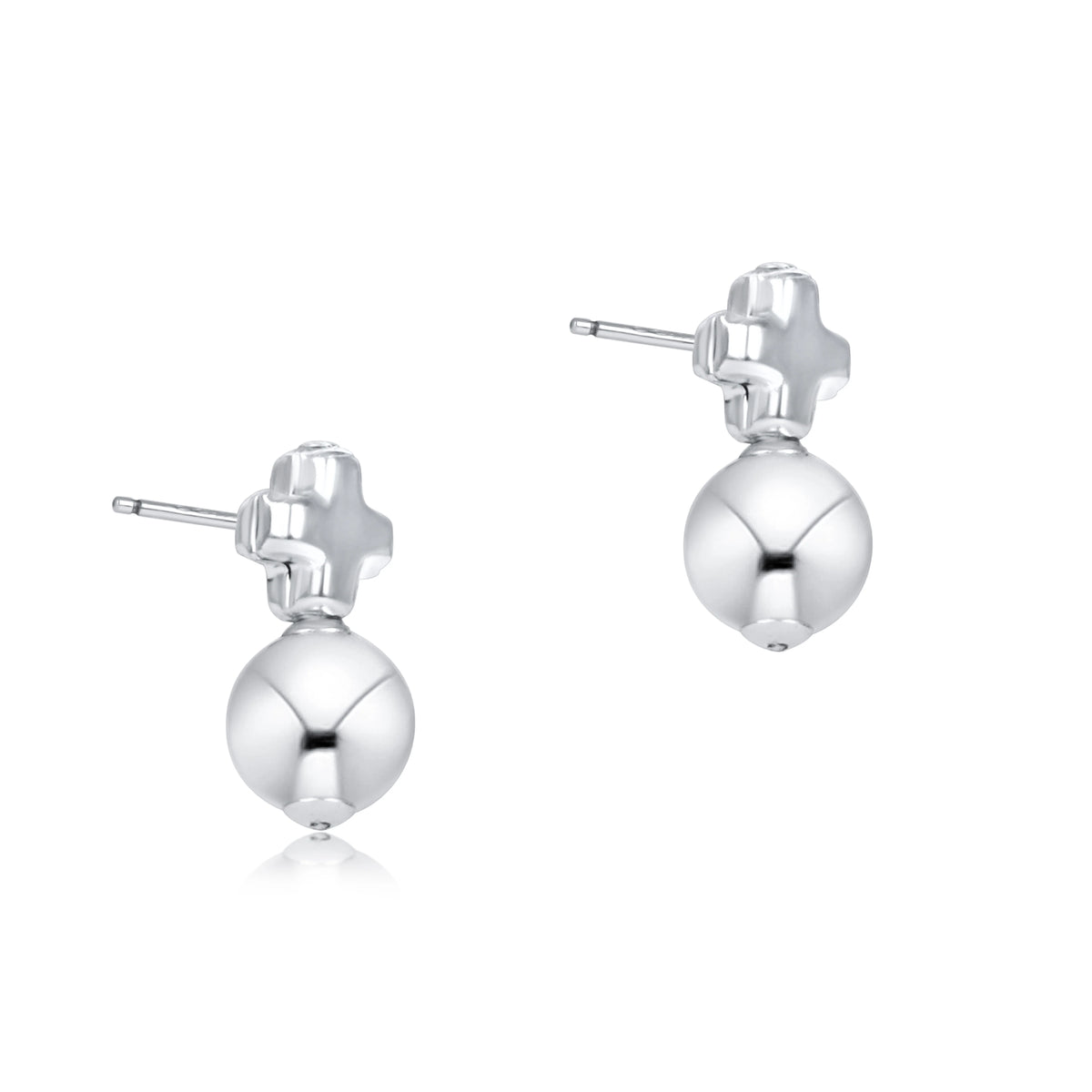 Signature Cross Small Sterling Studs - Classic Sterling