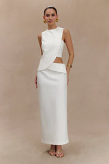 Astrid Asymmetric Sleeveless Suiting Top White