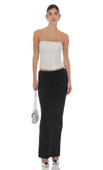 Sequin Ruched Tube Top in Silver