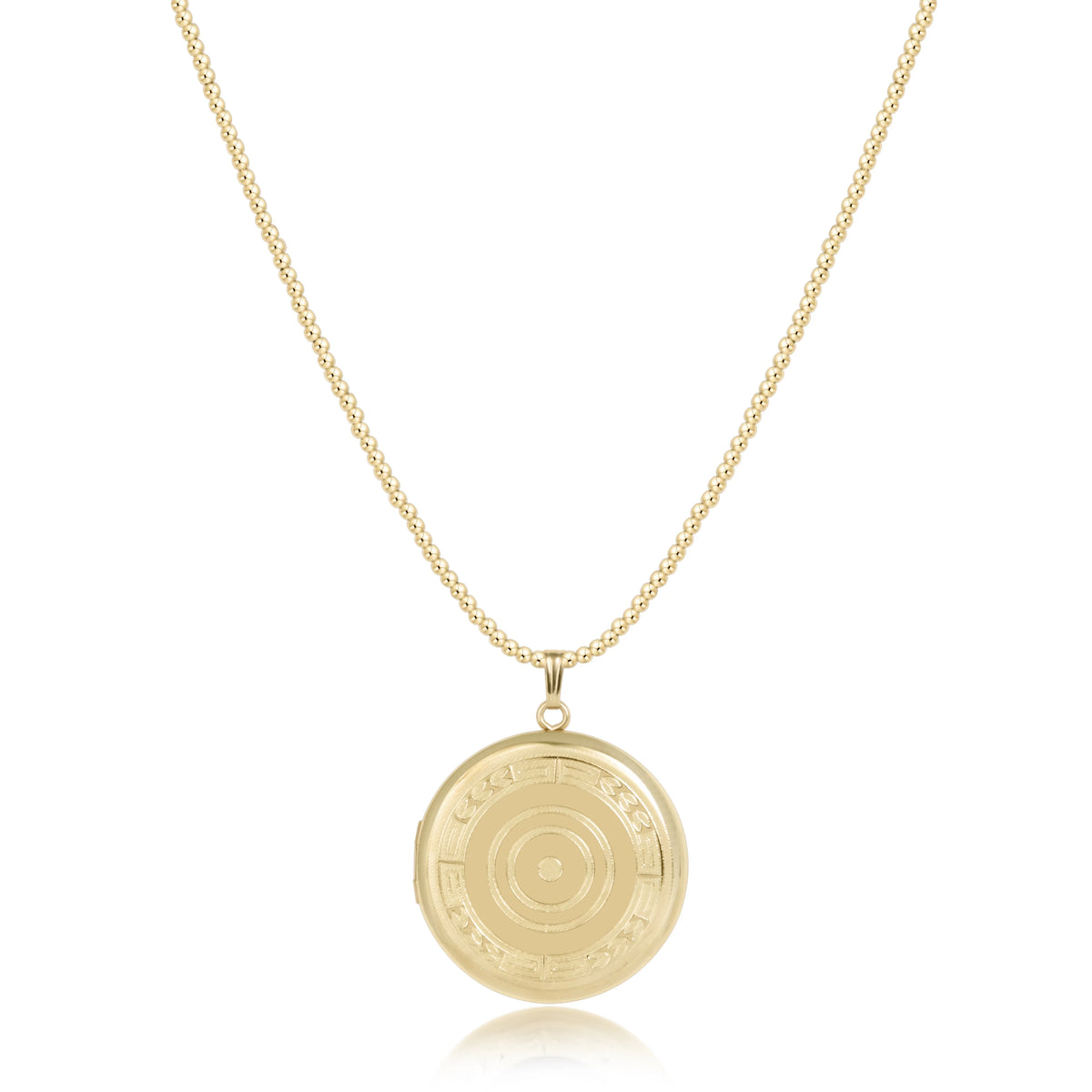 Choker Beaded - Classic Gold 2mm - Cherish Large Gold Locket