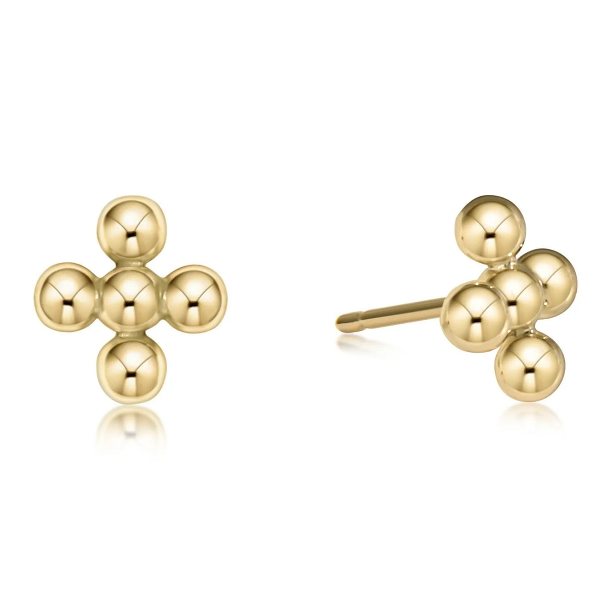 Signature Cross Beaded 4mm Gold Studs