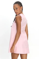 Marava Frill Trim Baby Doll Mini Dress Rosewater