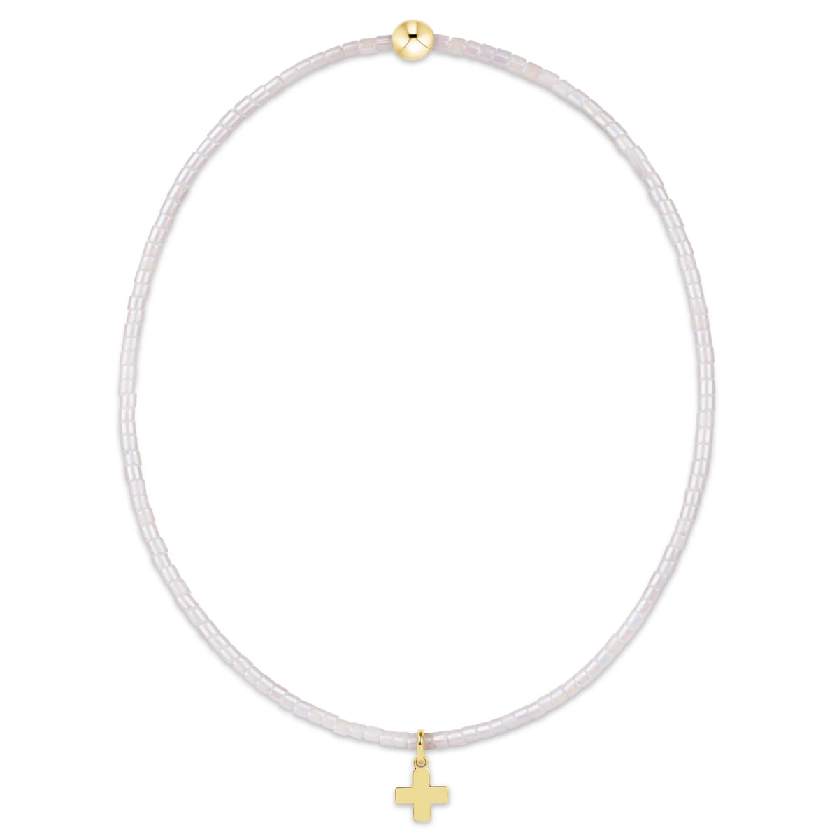 Hope Classic Silky White Bracelet - Signature Cross Small Gold Charm