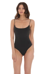 Lace Open Back Bodysuit in Black
