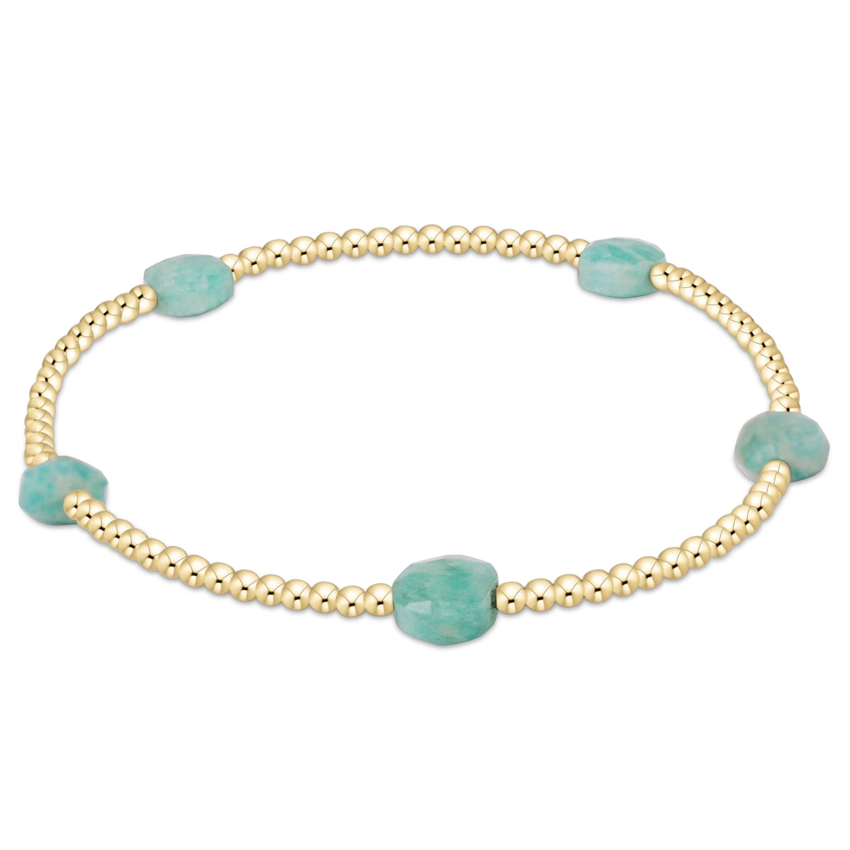 Admire Small Gem 2mm Gold Bracelet- Amazonite