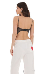 Lace Open Back Bodysuit in Black