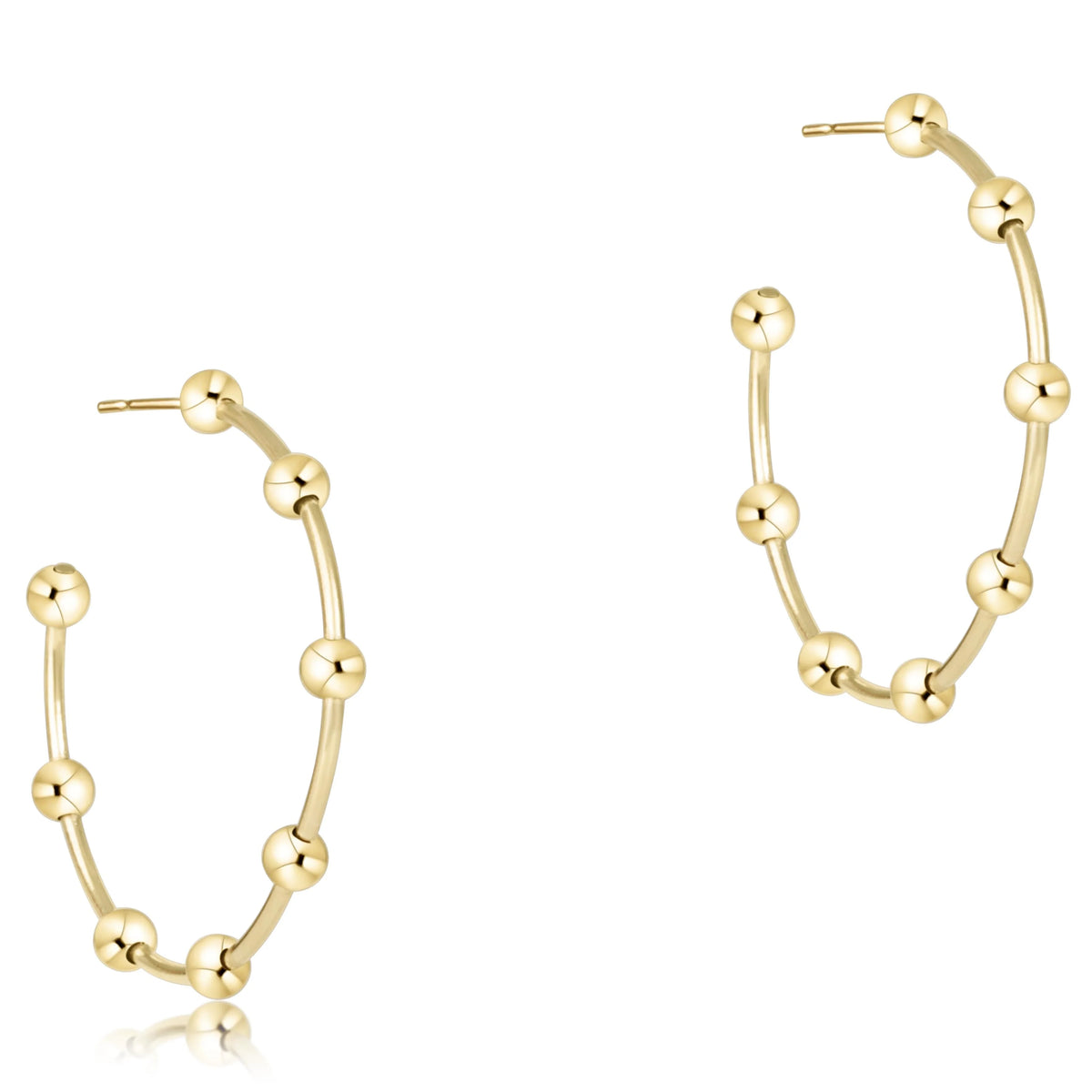 Beaded Simplicity 1.5" Post Hoop - 4mm Gold