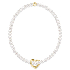 egirl Classic Pearl 3mm Bracelet - Love Gold Charm