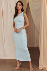 Lingering Love One-Shoulder Twist Midi Dress Baby Blue