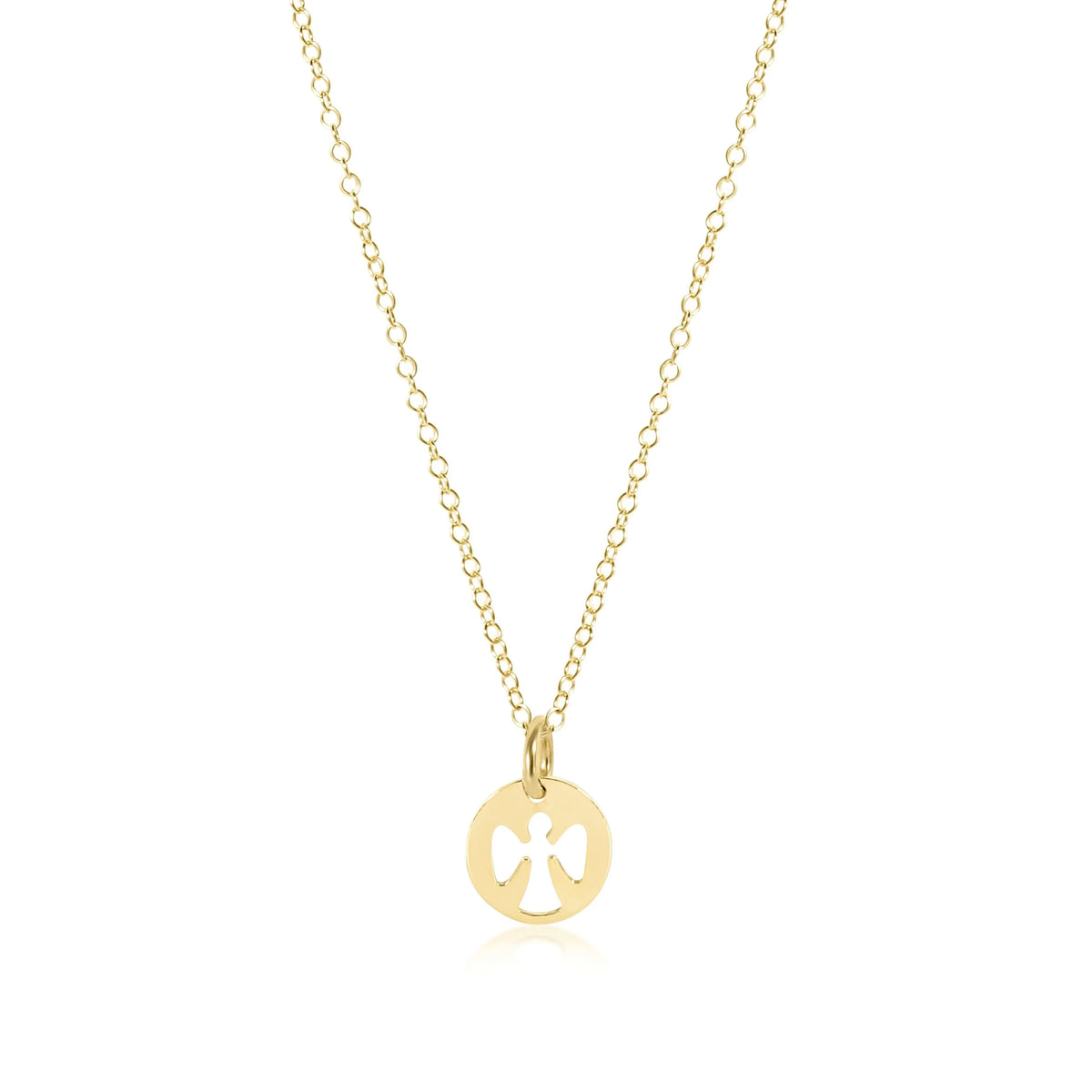 16" Necklace Gold - Guardian Angel Small Gold Disc