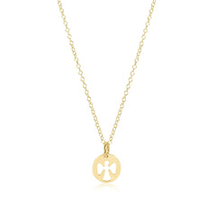 16" Necklace Gold - Guardian Angel Small Gold Disc