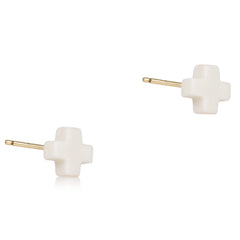 Signature Cross Small Studs - Off-White