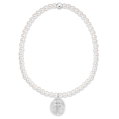 Classic Pearl 3mm Bracelet - Inspire Small Sterling Disc