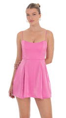 Sheen Corset A-line Dress in Pink