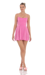 Sheen Corset A-line Dress in Pink