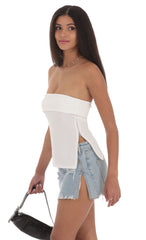 Zipper Slit Top in White