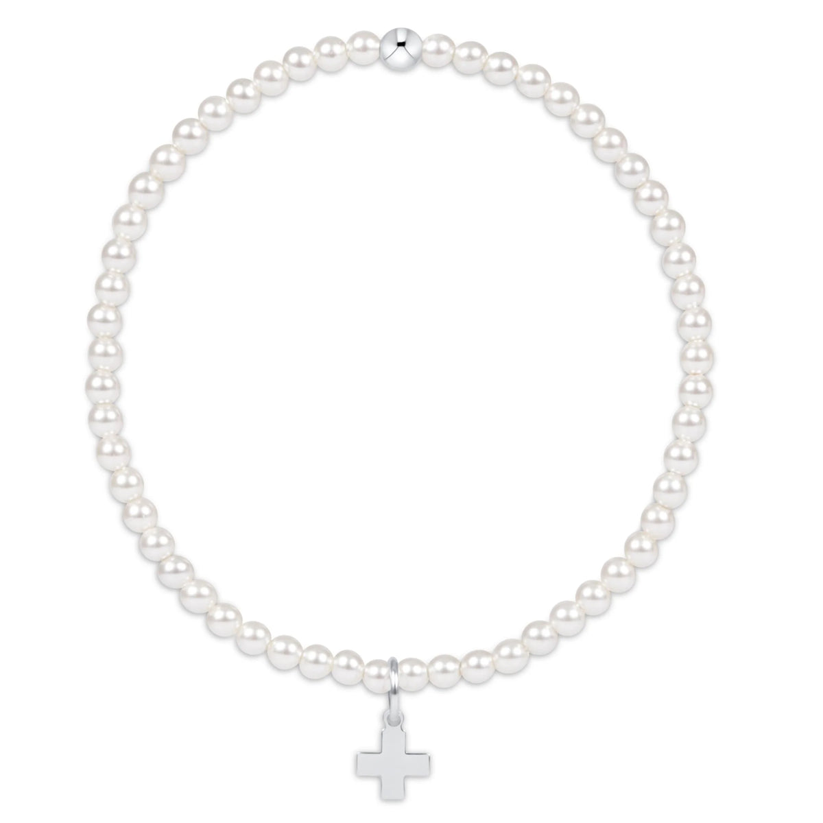 Classic Pearl 3mm Bracelet - Signature Cross Sterling Charm