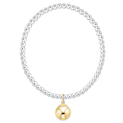 Classic Mixed Metal 3mm Bracelet - Classic Gold 10mm Charm