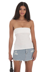 Zipper Slit Top in White