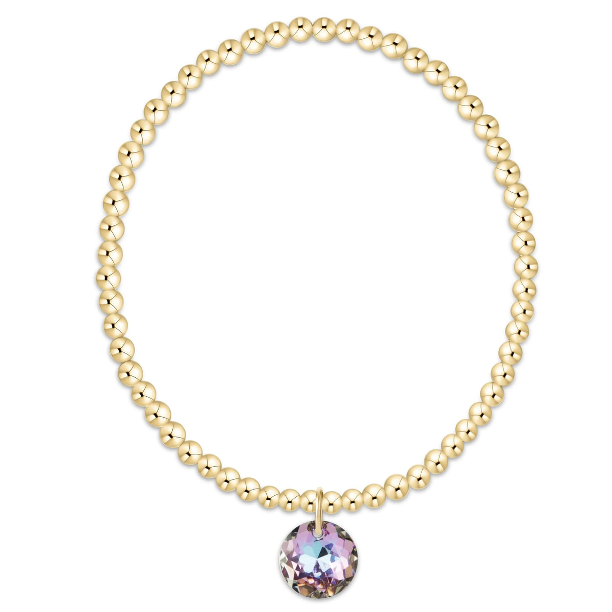 Classic Gold 3mm Bracelet - Reflection Charm - 06